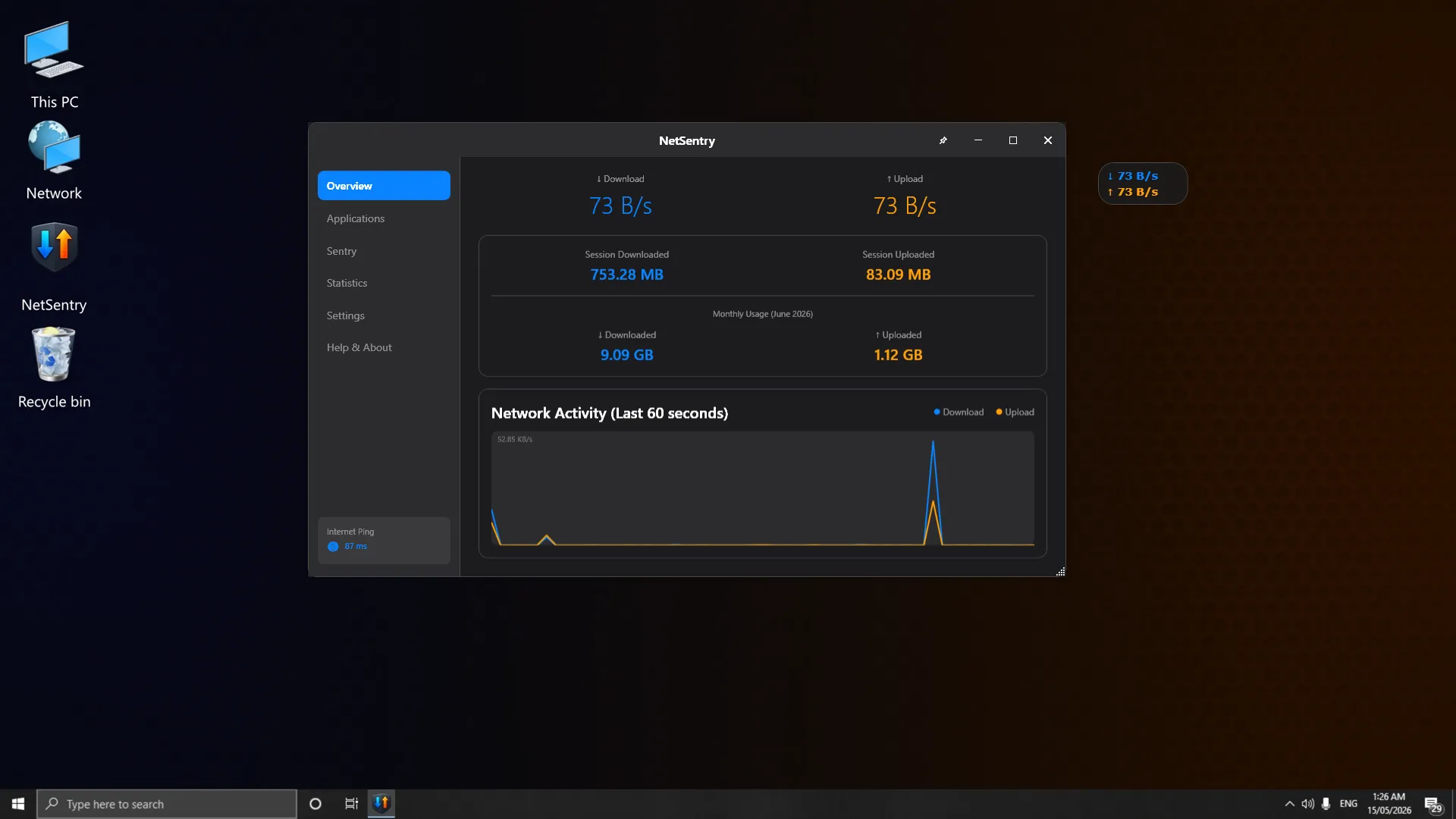 NetSentry main dashboard