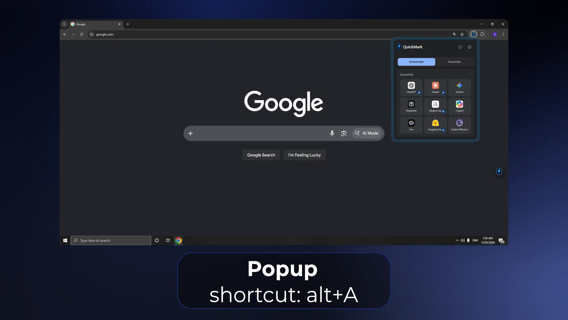 QuickMark floating widget expanded
